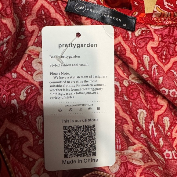 Women’s Pretty Garden Wrap Around Dress Boho Red Floral Flutter Sleeve Medium - Picture 11 of 16